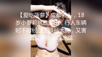 【爱吃菠萝】成都街头，18岁小萝莉挑战露出，行人车辆时不时经过，极品大胸，又害羞又兴奋蹦蹦跳跳